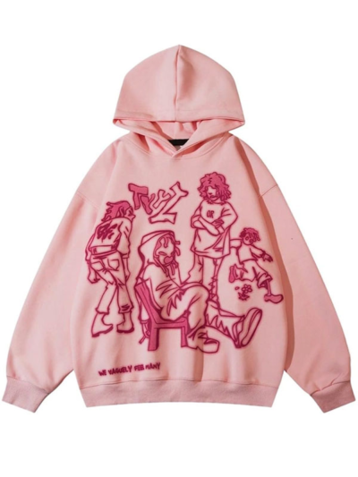 Aelfric Eden Pink Oversized Graphic Print Pullover Hoodie
