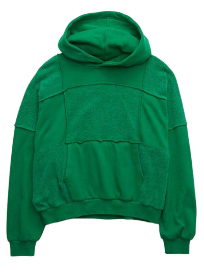 Aerie Sherpa Patchwork Oversized Fleece Pullover Hoodie