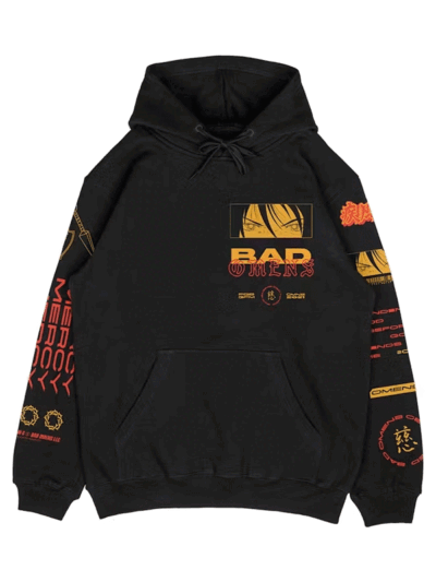 Oversized Bad Omens Sharingan Black Pullover Hoodie