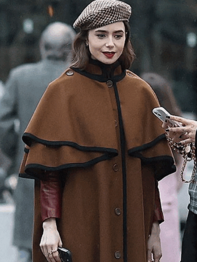 Lily Collins Emily in Paris Season 04 Brown Cape Coat