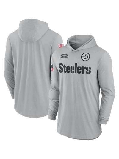 2024 Pittsburgh Steelers Salute to Service Gray Pullover Hooded T-Shirt