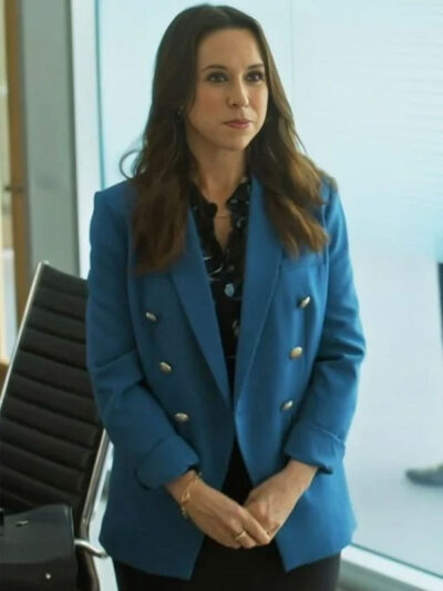 Lacey Chabert His & Hers 2024 Blue Suiting Blazer Coat