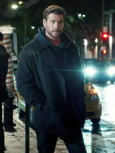 Liam Hemsworth Lonely Planet 2024 Black Wool Coat