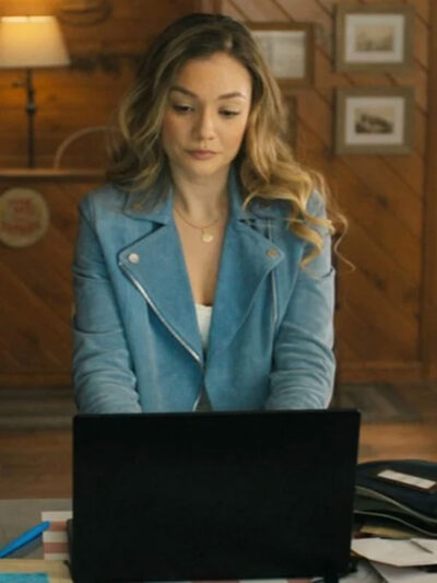 Lola Gunderson Sullivan’s Crossing S02 Blue Leather Zipper Jacket
