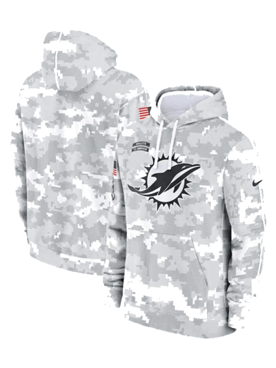 Miami Dolphins Arctic Camo Salute to Service Grey Pullover Hoodie