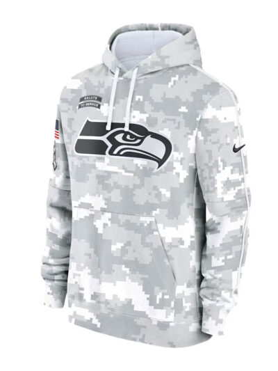 2024 Seattle Seahawks Arctic Camo Grey Salute to Service Hoodie