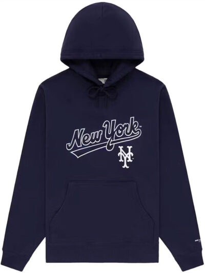 Aime Leon Dore x New York Mets Logo Blue Fleece Hoodie