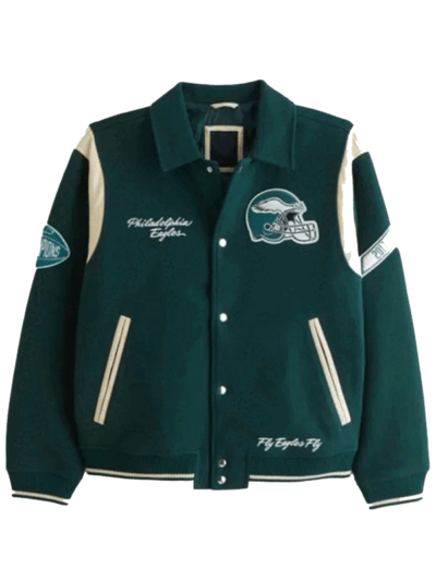 NFL Abercrombie Philadelphia Eagles Green Wool Jacket