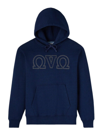 OVO Omega Contrast Stitch Blue Fleece Pullover Hoodie